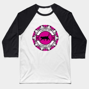 Pink/Fuchsia I Love My Cat Baseball T-Shirt